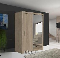NEW Wardrobe Oak effect with Mirror Sliding Doors Colours available Modern