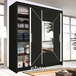 NICOLE Modern Sliding Double Door Wardrobe for Bedroom with 3 Colors and 4 Sizes
