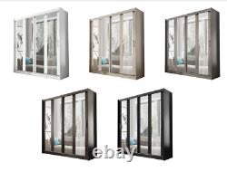 New Bedroom Wardrobe AMIGO 1 Sliding Doors Mirror Hanging Rail Shelves 180 cm