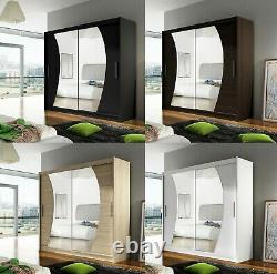 New Bedroom Wardrobe BRAVA 9 Sliding Doors Mirror Hanging Rail Shelves 180 cm