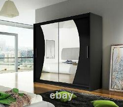 New Bedroom Wardrobe BRAVA 9 Sliding Doors Mirror Hanging Rail Shelves 180 cm