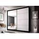 New Modern Mirrored Sliding Door Wardrobe Multi 35 in White & Black 183cm