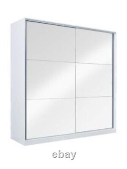 New Universal Sliding Door Mirrored Wardrobe White/Mirror