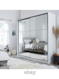 New Universal Sliding Door Mirrored Wardrobe White/Mirror