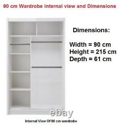 New York 2 Doors Mirrored Sliding Wardrobes in Grey 5 Sizes SEE DESCRIPTION