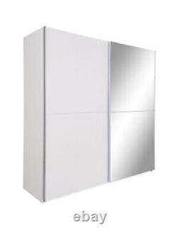 Nico 190 cm 2 Door Sliding Mirrored Wardrobe White