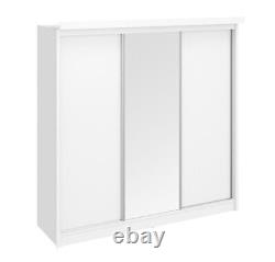 Oslo 3 Door Sliding Mirrored Wardrobe With Lights Harmony White PICK UP ONLY