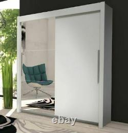 Oxford Matt White Mirrored Sliding Door Wardrobe Bedroom Furniture Cupboard
