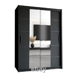 Porto Modern Wardrobes, 2 Door Sliding Mirrored wardrobe for Bedroom Furniture