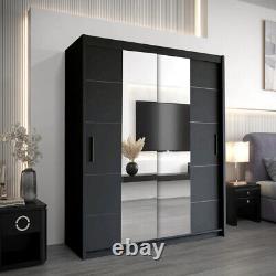 Porto Modern Wardrobes, 2 Door Sliding Mirrored wardrobe for Bedroom Furniture