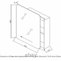RAK Slide Single Cabinet with Sliding Mirrored Door 660mm H x 460mm W