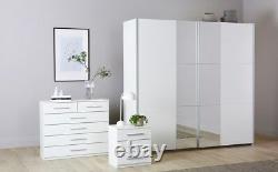 Rauch Fellbach White 2 Door Sliding Wardrobe with Mirror 218cm