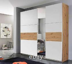 Rauch'Korbach' Sliding Door Wardrobe, White & Oak. German Bedroom Furniture