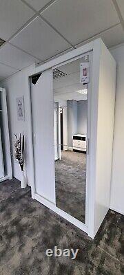SALE! Ex-Display Mirrored Sliding Door Wardrobe 120cm in White Matt