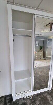 SALE! Ex-Display Mirrored Sliding Door Wardrobe 120cm in White Matt
