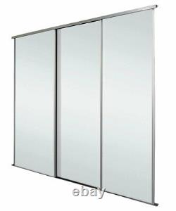 Silver Frame with Mirror Sliding Wardrobe Doors Kit Free Delivery 5 Kit Size