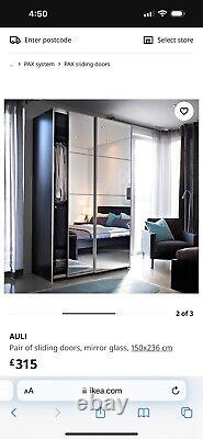 Slide door for IKEA wardrobe. AULIPair of sliding doors, mirror glass, 1