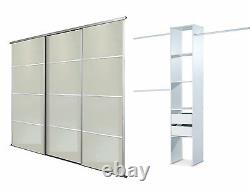 Sliding Wardrobe Doors (4 pane Mirror x 3) & Storage. Up to 2692mm (8ft 10ins)