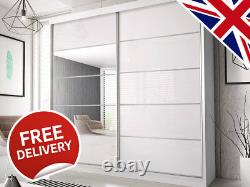 Sliding Wardrobe Doors DIY High Gloss Mirrored 950mm x 2000mm Track and Rail