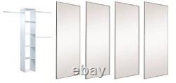 Sliding Wardrobe Doorset. Silver Frame Mirror x 4 & Storage. Up to 3607mm wide