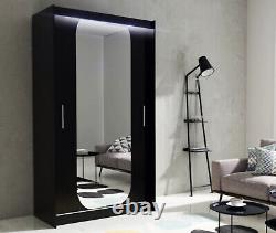Sliding door wardorbe, Curved mirror, Modern & Elegant Design, Black matt