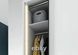 Sliding mirror wardrobe 3 doors with drawers and lights Instrument TAYA3 white