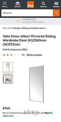 Sliding mirrored wardrobe doors x 3 These are 92cm wide by 226cm high