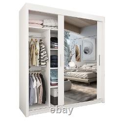 StyleHeave Modern 2&3 Sliding Doors White Wardrobe Available in 7 Sizes