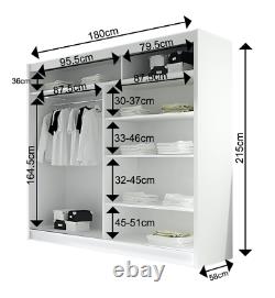 Tally 3- Brand New Wardrobe With Sliding Doors, Full Door Mirror, White