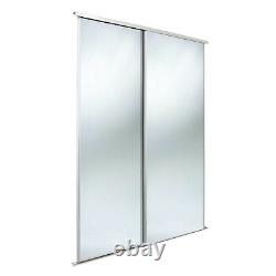 Value sliding wardrobe door twinpack. 3mm silver mirror/ white frame/trackset