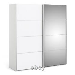 Verona Sliding Wardrobe 180cm in White with White and Mirror Doors with 2