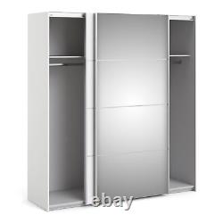 Verona Sliding Wardrobe 180cm in White with White and Mirror Doors with 2