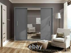 WARDROBE 250cm MIRROR 3 sliding doors 2 hanging rails, bedroom hallway (DNID01)