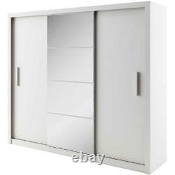 WARDROBE 250cm wide MIRRORED sliding doors bedroom living hallway furniture ID01
