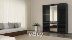 WARDROBE 3 sliding doors, FRONT WITH LACOBEL GLASS and MIRROR MRVILM180 FREE LED