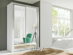 WARDROBE FULL MIRROR Modern sliding doors BEDROOM FURNITURE LIVING PIMA150 WHITE