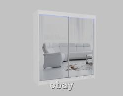 WARDROBE MIRROR bedroom hallway living furniture, sliding doors MRDE 200cm + LED
