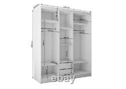 WARDROBE drawers, 3 sliding doors bedroom living furniture FULL MIRROR MRMA180cm