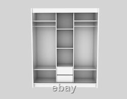 WARDROBE drawers sliding door CUPBOARD bedroom furniture MIRROR MRMA180cm + LED