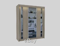 Wardrobe 3 Sliding Door Mirror, 2 int drawers Bedroom Furniture Cupboard MRGR180