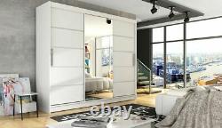 Wardrobe ASTON VI Sliding Doors Hanging Rails Shelves Mirror Handles New