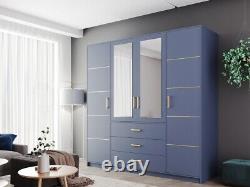 Wardrobe BALI 2 4D with 4 Doors Hanging Rail Drawers Mirrors Glamour Brand New