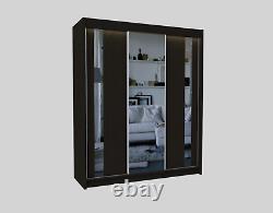 Wardrobe Cubord 3 Sliding Mirrored Doors + 2 drawers Bedroom Furniture MRGR180cm