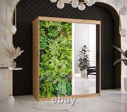 Wardrobe IVY 2 Green width 100 120 150 cm Sliding Doors Hanging Rails Shelves