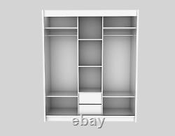 Wardrobe with 2 drawers 3 Sliding Doors Mirrors Modern Bedroom Furniture MRGR180