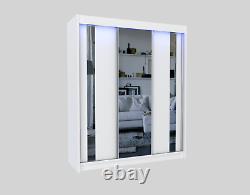 Wardrobe with 2 drawers 3 Sliding Doors Mirrors Modern Bedroom Furniture MRGR180