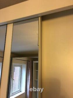 White Mirrored Sliding Door Double Wardrobes Very Good Condition