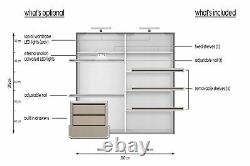 White matt wardrobe CLEO16 200cm 3 sliding doors with mirrors