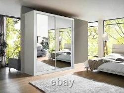 White matt wardrobe CLEO16 200cm 3 sliding doors with mirrors