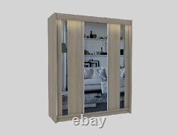 Wordrobe 3 Sliding Mirrored Doors + 2 drawers Modern Bedroom Furniture MRGR180cm